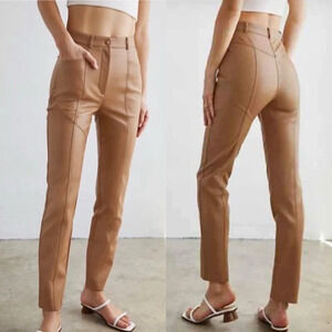 Aritzia Wilfred Rebel High Waisted Vegan Leather Pants Camel Size 00